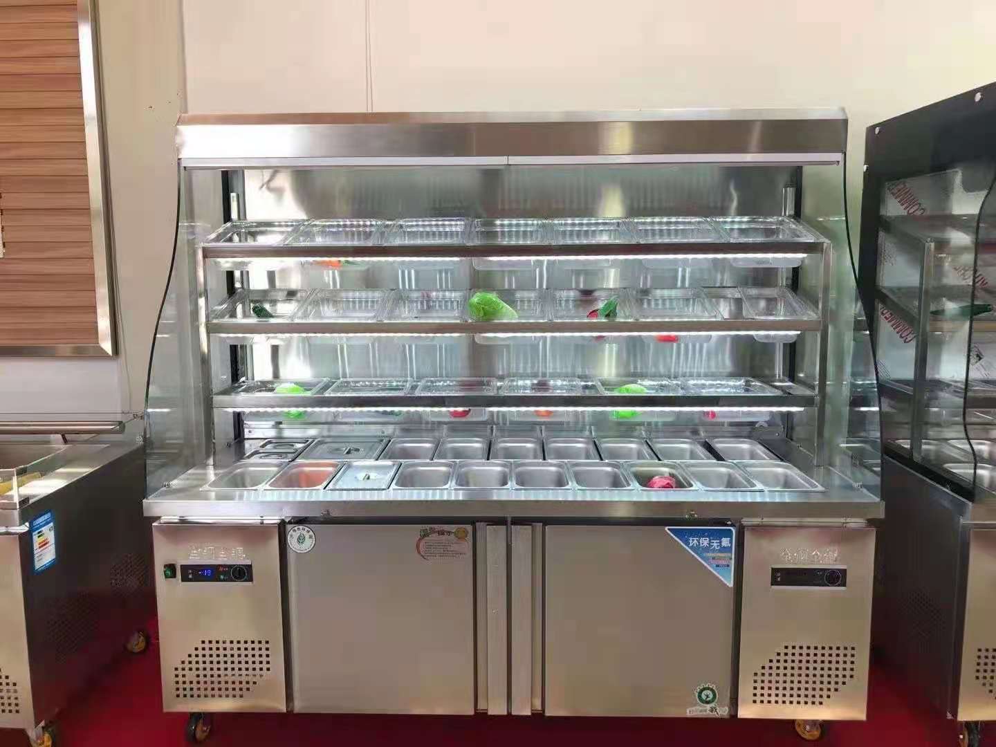 冒菜展示柜 菜品展示柜 喷雾冒菜展示柜 拉帘菜品展示柜 推拉门冒菜展示柜（QT-JTD）