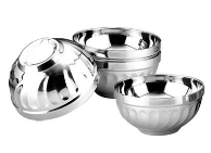 百合碗 不锈钢双层隔热碗 双层不锈钢碗(QQ)