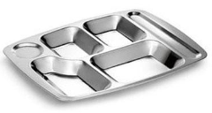 无磁快餐盘五格/六格 不锈钢五格快餐盘 不锈钢304六格快餐盘（QQ）