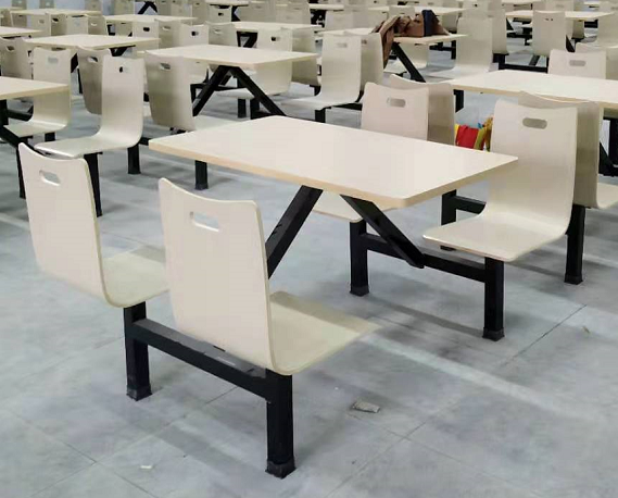 防火曲木连体餐桌椅 四人快餐桌 （QQW）